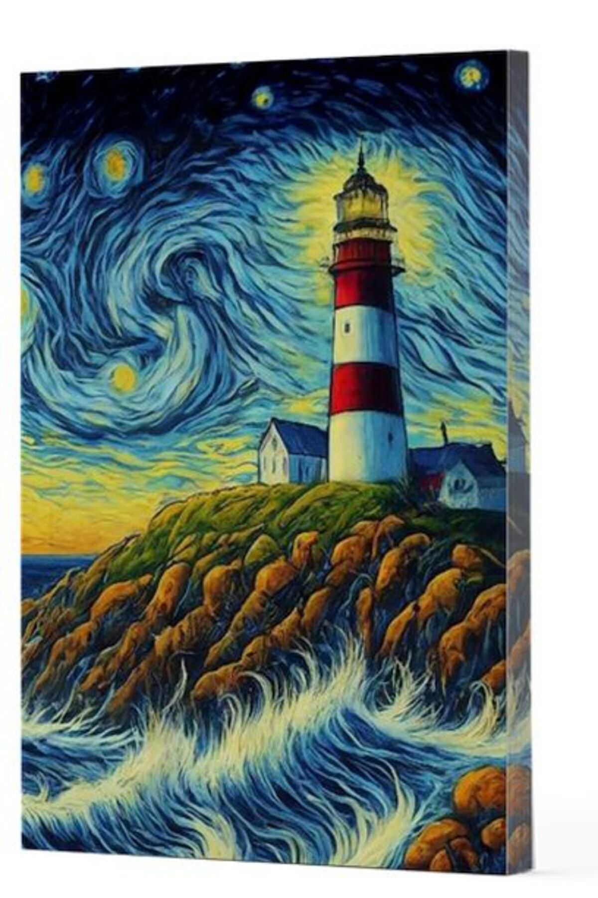 Feifei Van Gogh 8 Deniz Feneri Çizgili Yan Boyamali Defter