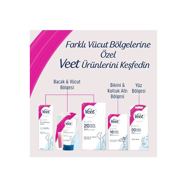 Veet Men Veet Pure Sir Ağda Bantlari Hasas Ciltler İçin Bacak Ve Vücut Böl
