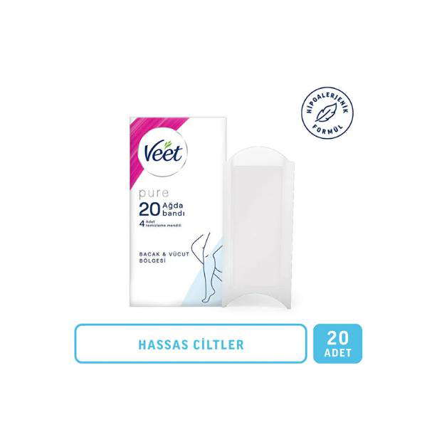 Veet Men Veet Pure Sir Ağda Bantlari Hasas Ciltler İçin Bacak Ve Vücut Böl