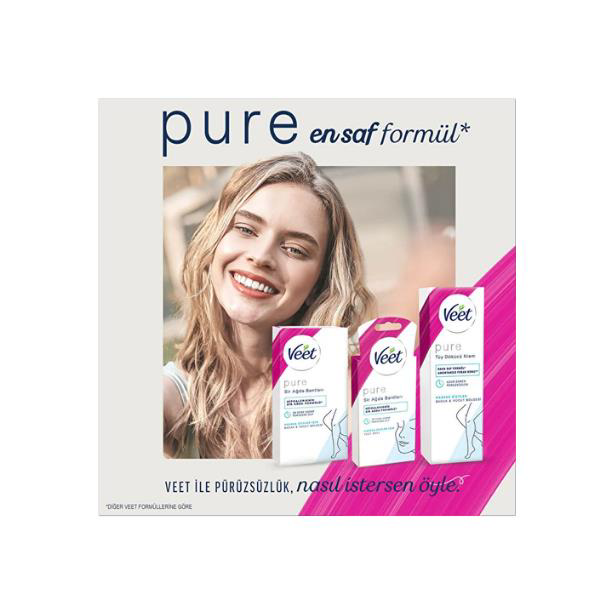 Veet Men Veet Pure Sir Ağda Bantlari Hasas Ciltler İçin Bacak Ve Vücut Böl