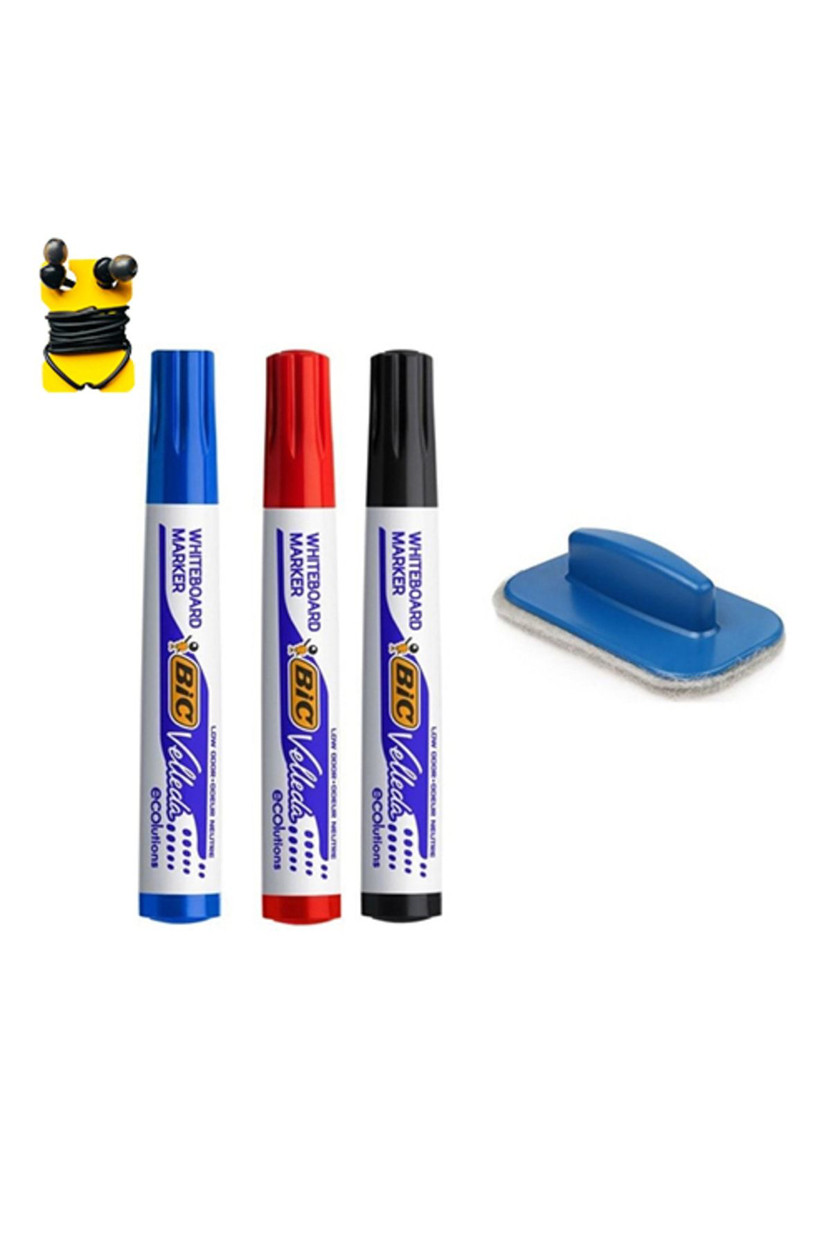 Bic Velleda Beyaz Tahta Kalemi 1 Siyah 1 Kirmizi 1 Mavi+Silgi