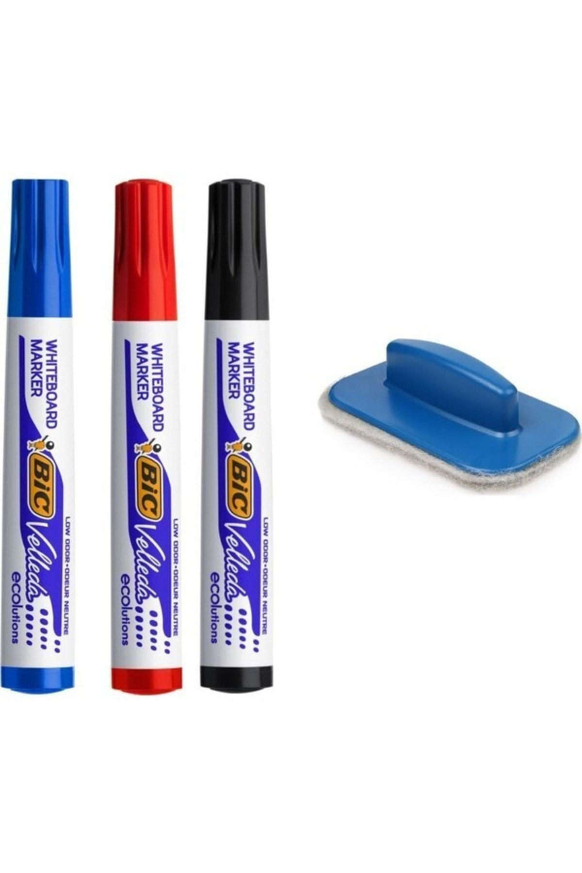 Bic Velleda Beyaz Tahta Kalemi 1 Siyah 1 Kirmizi 1 Mavi+Silgi