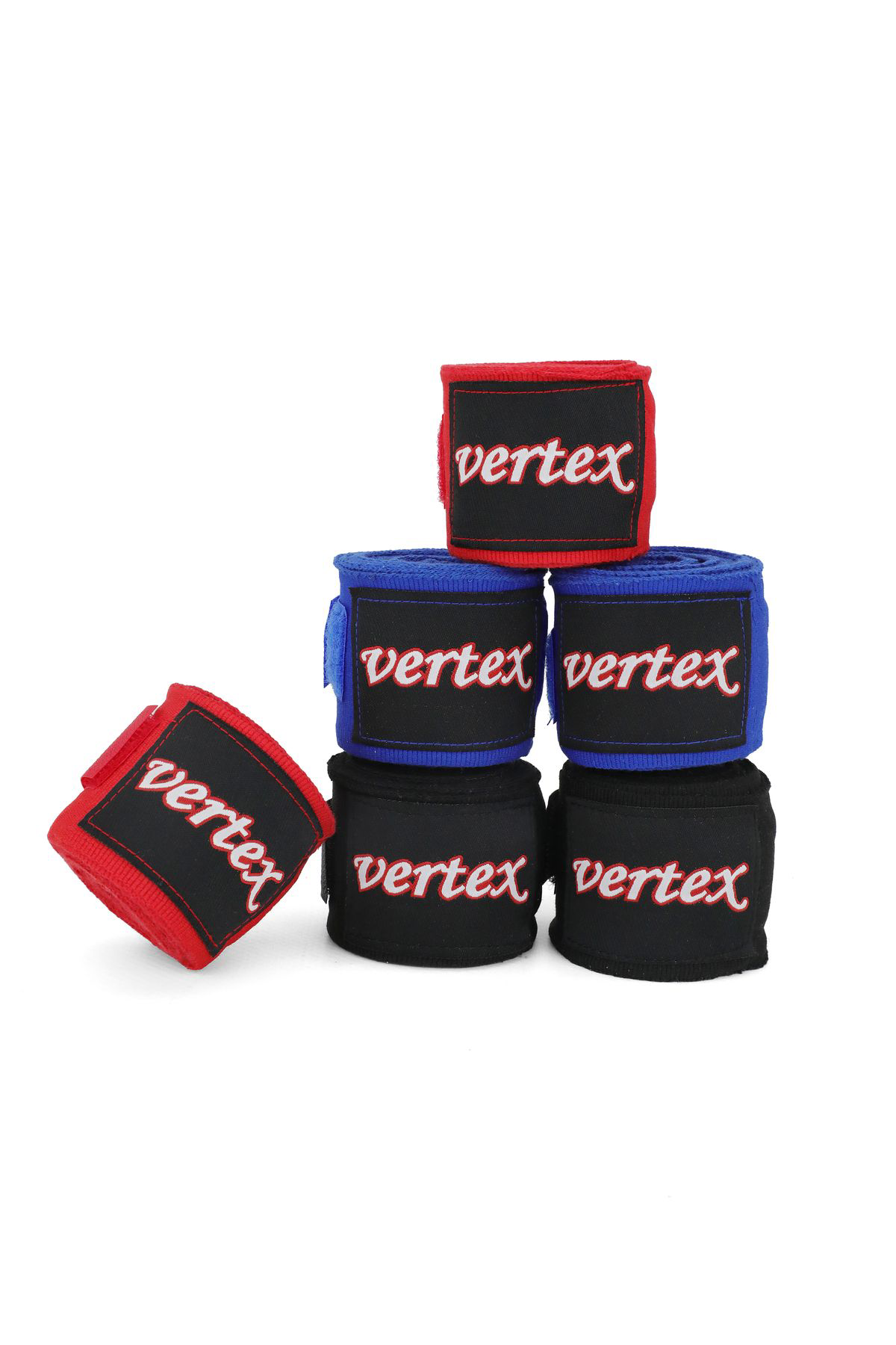Titan Sport Vertex Kirmizi Mavi Siyah 3'Lü Takim Likrali Boks Bandaji