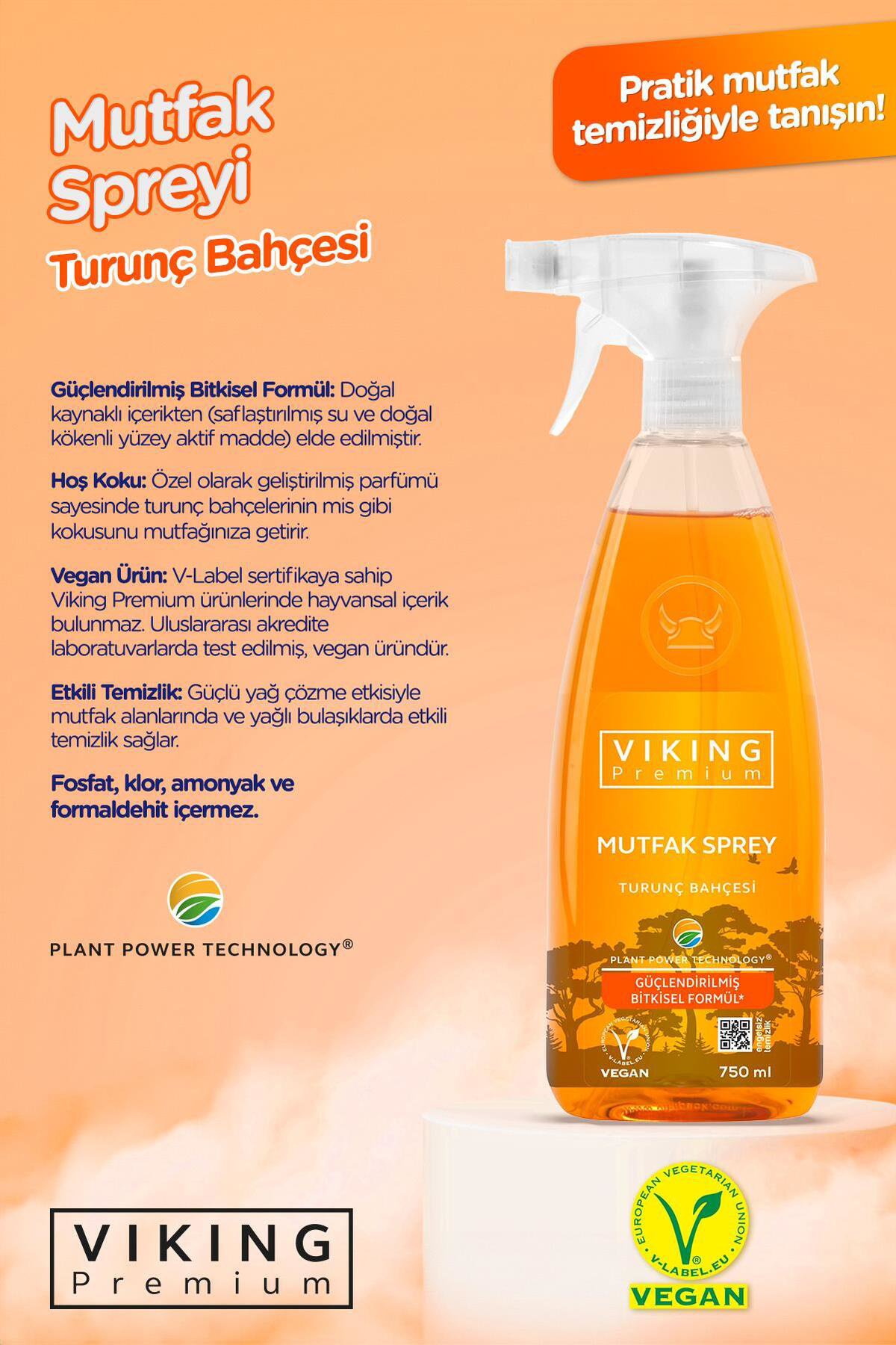 Viking  Premium Mutfak Spreyi Turunç Bahçesi 750 Ml 4 Adet