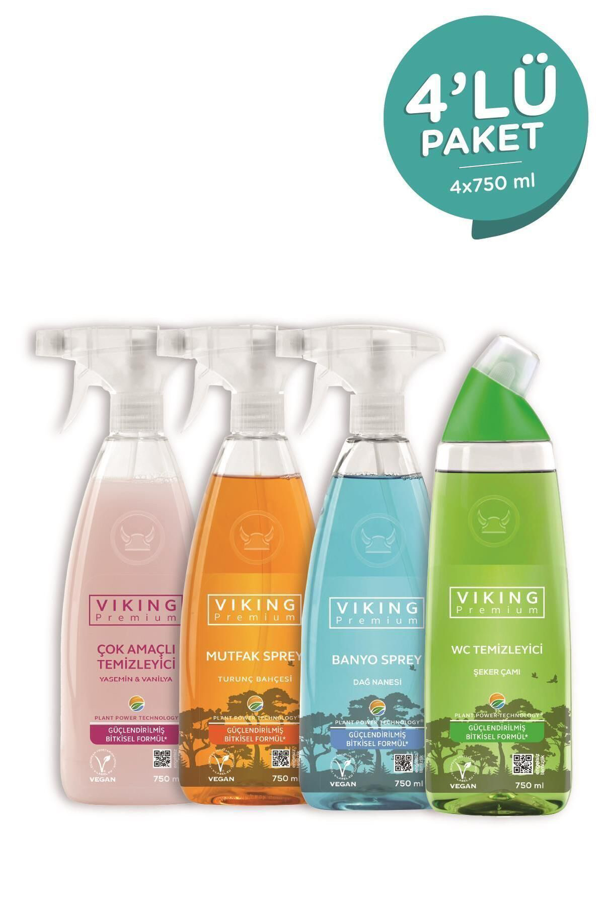 Viking  Premium 4'Lü (Çok Amaçli, Banyo, Mutfak, Wc) Paket 750 Ml 