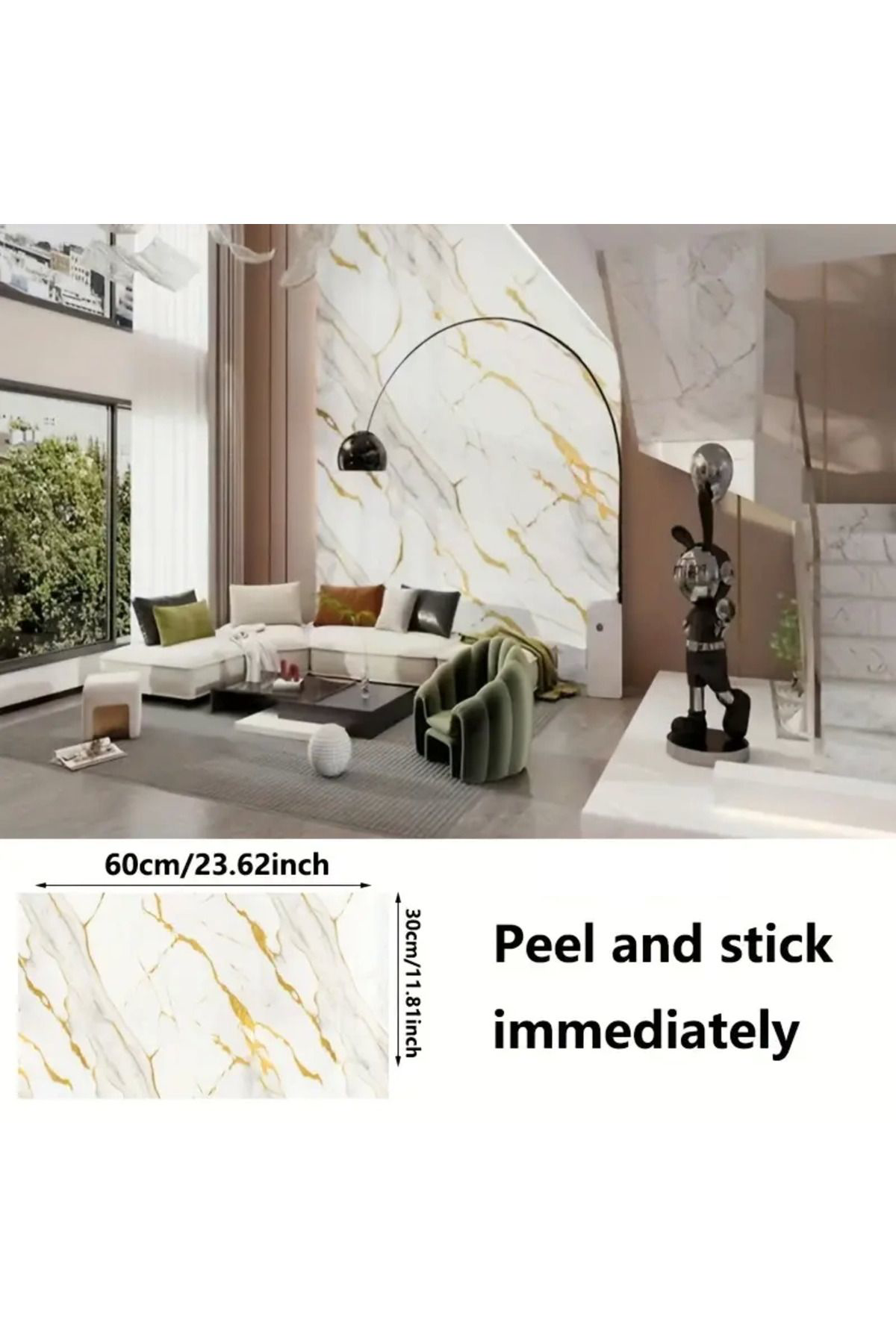 Cexos Vinil Beyaz Mermer Desenli Alüminyum Plastik Duvar Sticker - Cbt6732-3233