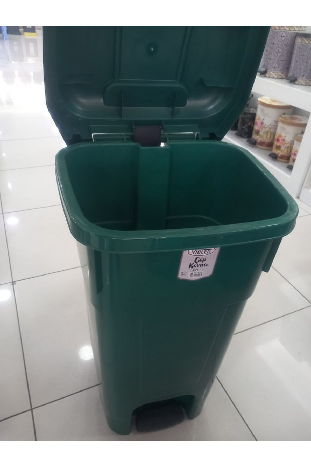 Pomstore Violet Konteyneri 80 Litre Büyükboy Ayak Pedalli Kova Kapakli Tek