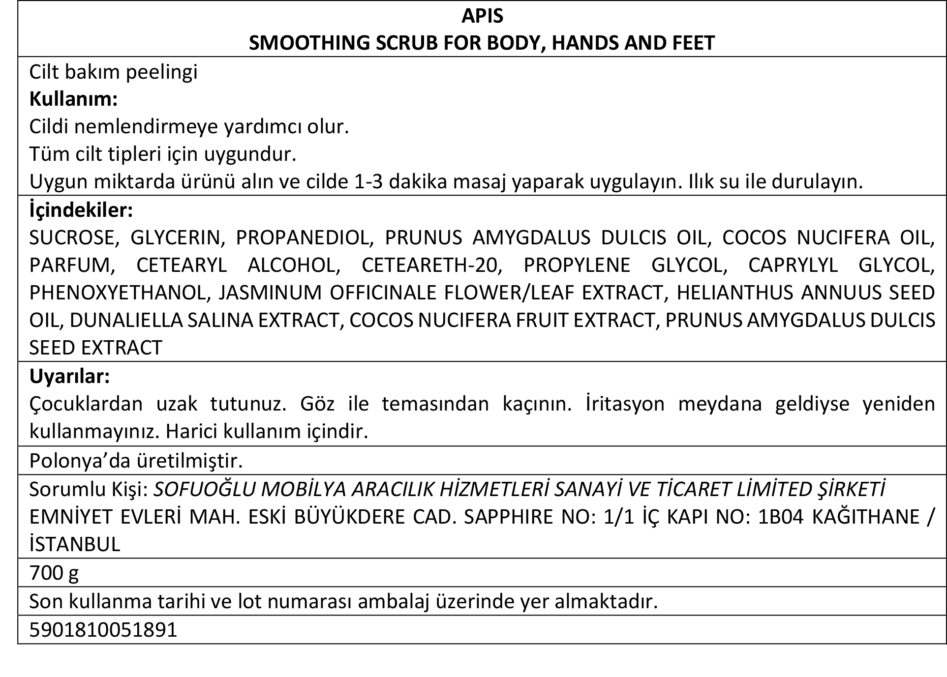 Apis Natural Cosmetics Vücut, El Ve Ayaklar İçin Peeling - Sunny Rio - 700 G