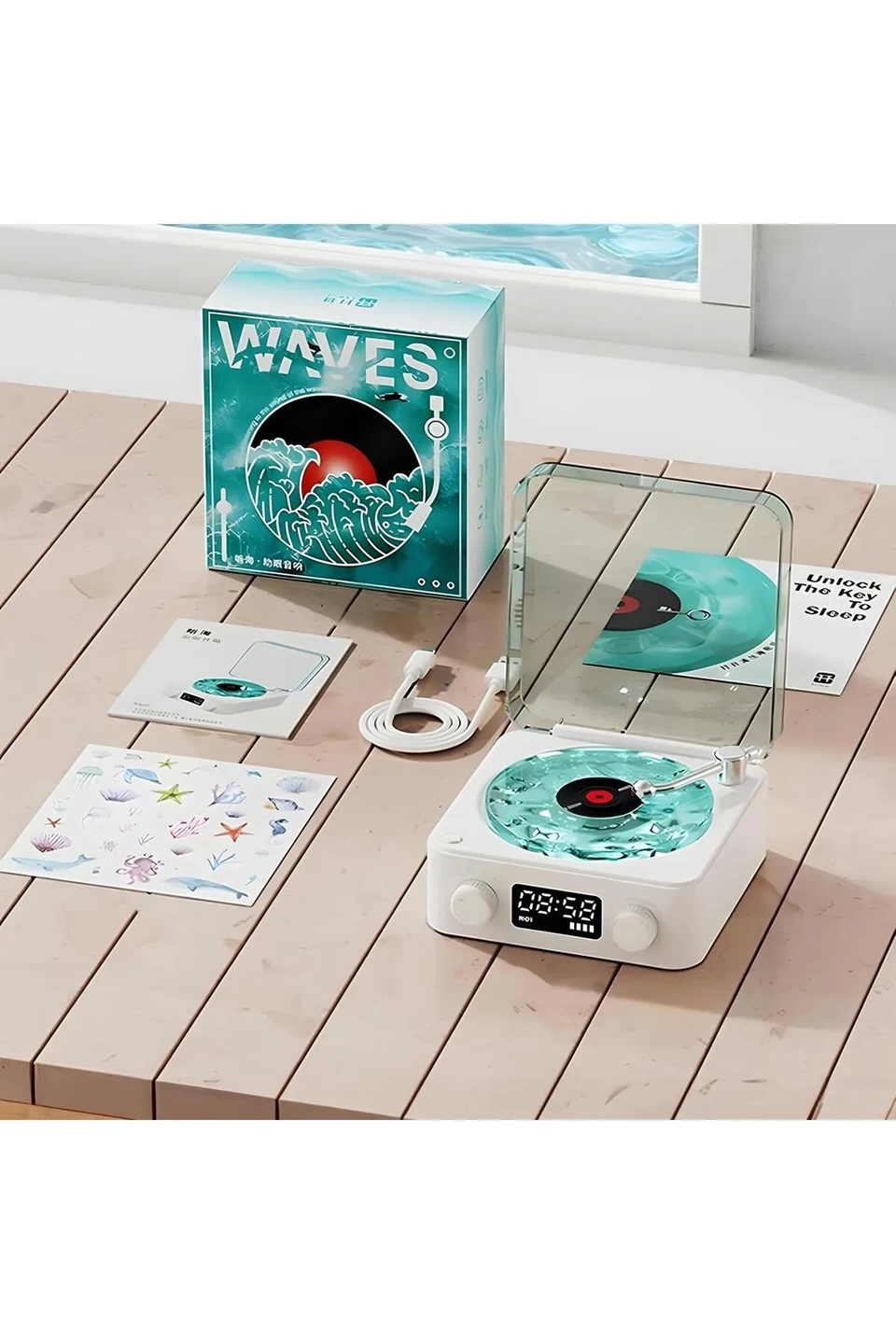 Waves Nostalji Plak Görünümlü Bluetooth Hoparlör 3d Ses Dalgası R