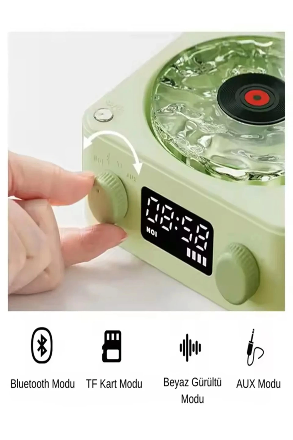 Waves Nostalji Plak Görünümlü Bluetooth Hoparlör 3d Ses Dalgası R