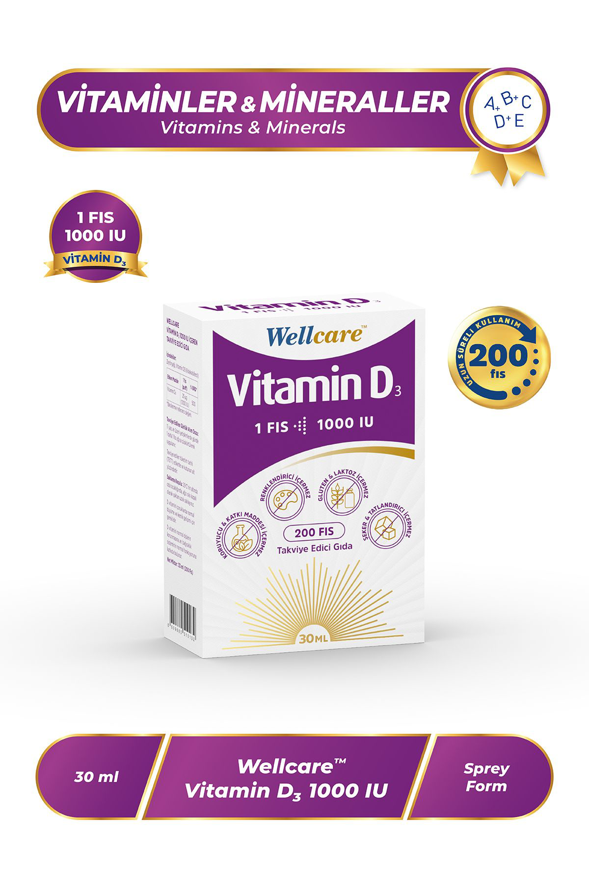 Wellcare  Vitamin D3 1000 İu 30 Ml
