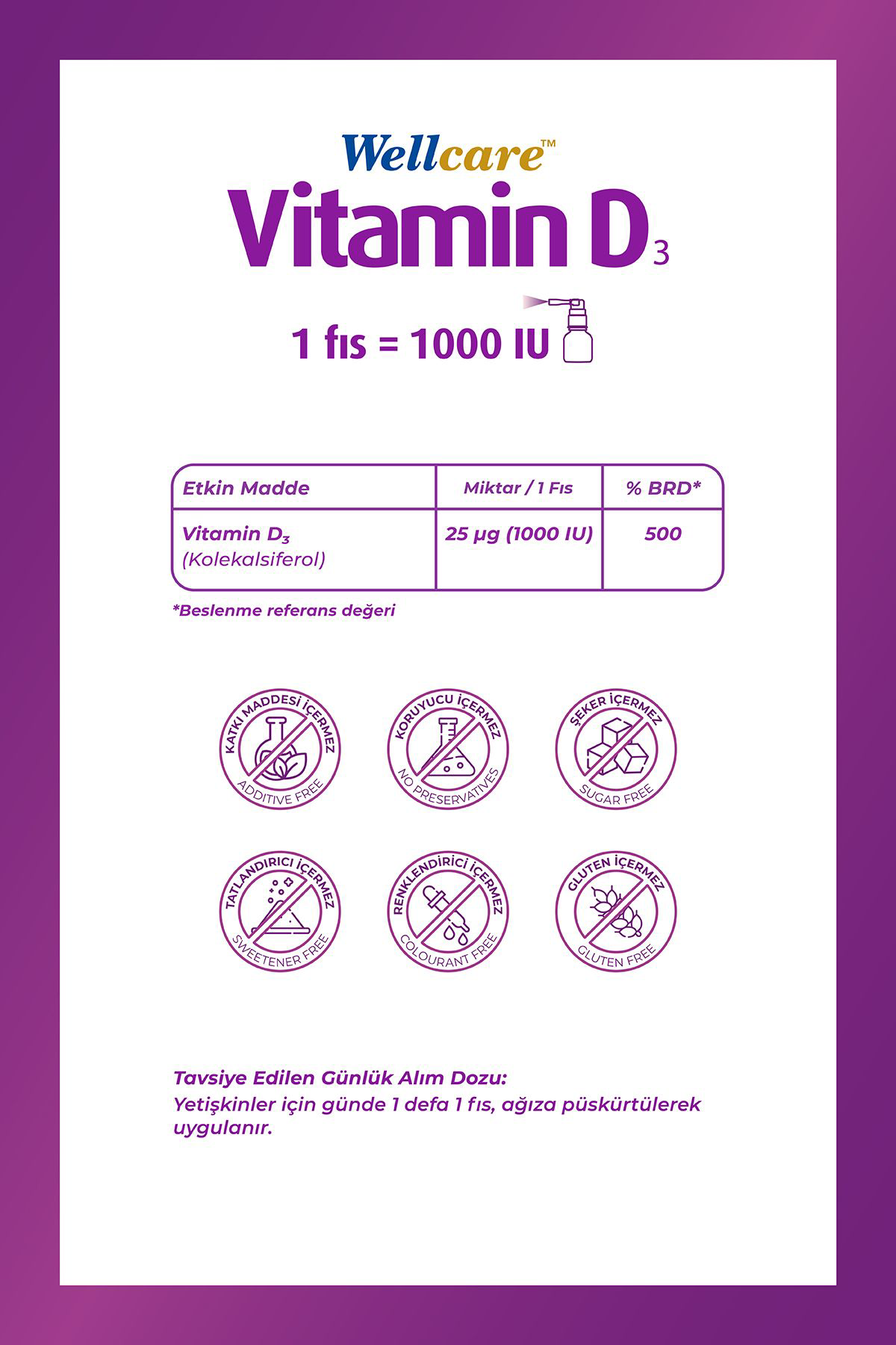 Wellcare  Vitamin D3 1000 İu 30 Ml