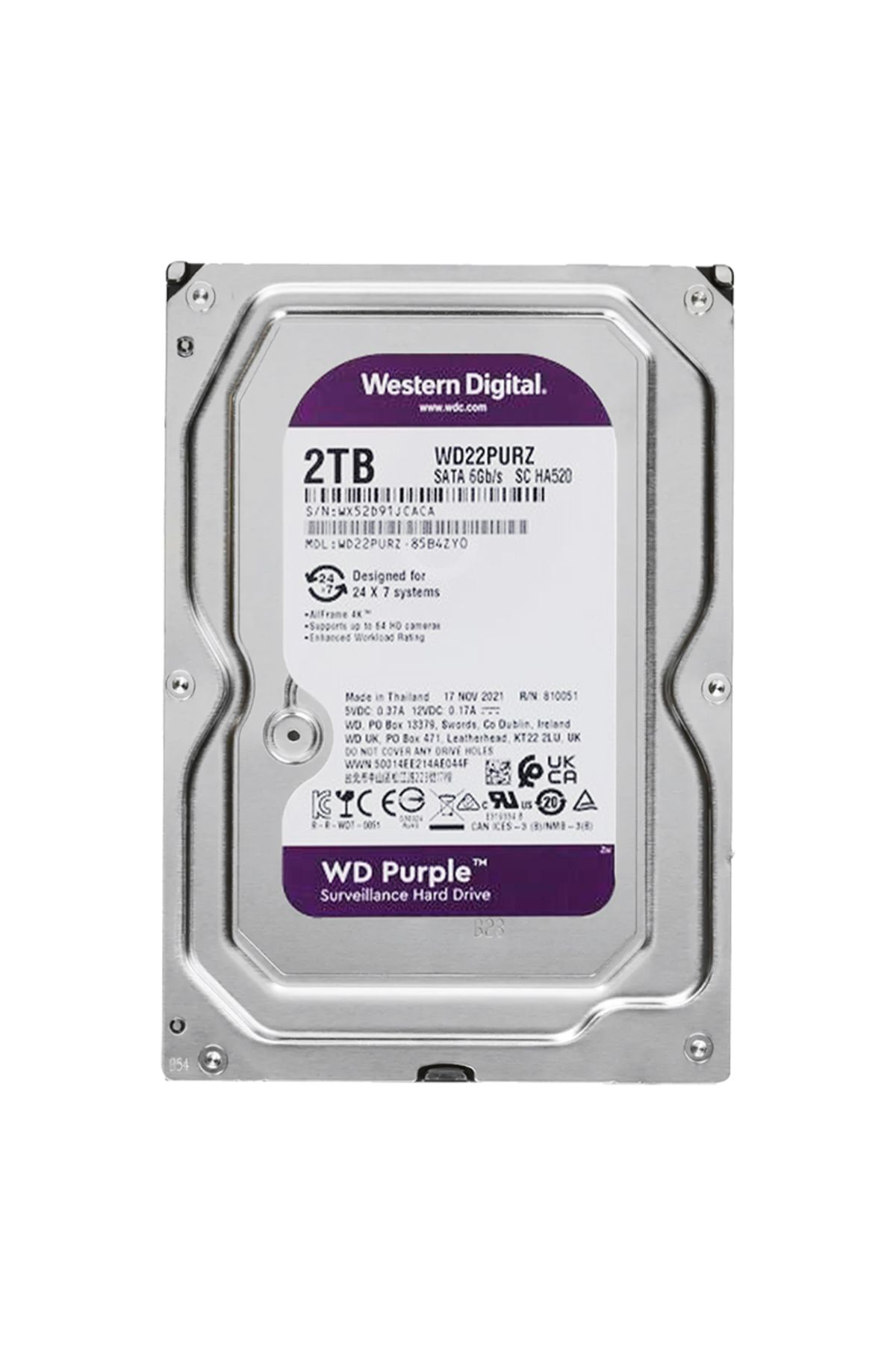 Ok Aksesuar Western Digital Purple Wd22purz 2 Tb Sata 6Gb/S 7/24 Güvenlik Har