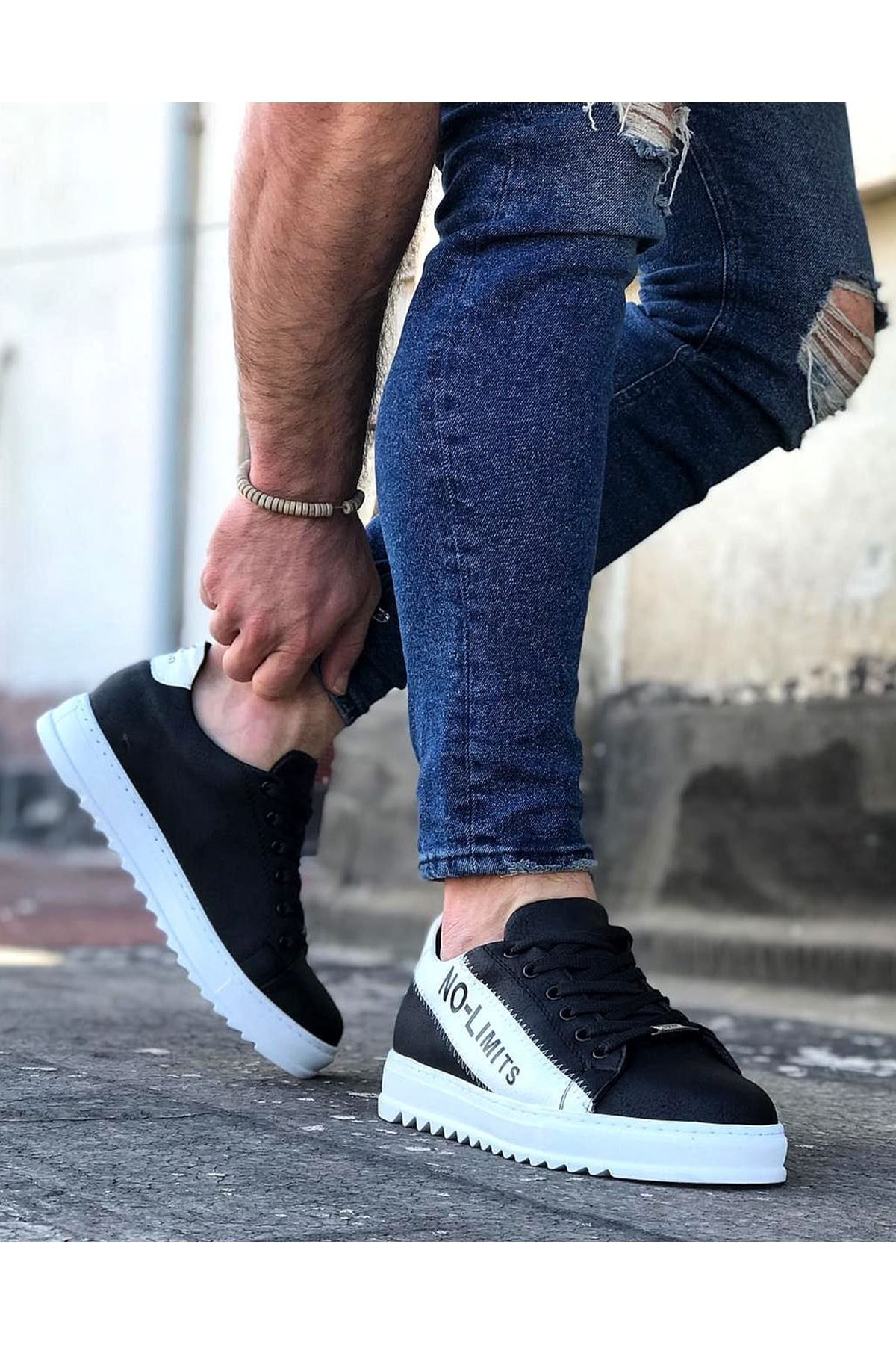 O K Giyim  Wg027 Siyah Beyaz No Limit Erkek Casual Ayakkabi