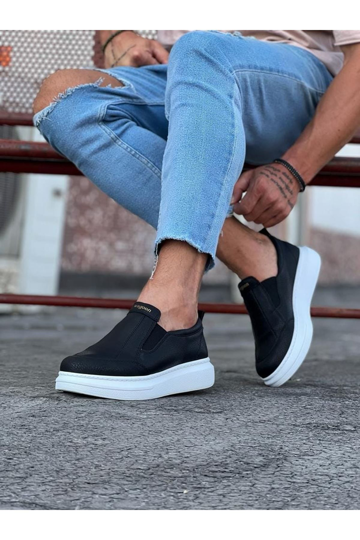 O K Giyim  Wg049 Siyah Düz Casual Erkek Ayakkabi