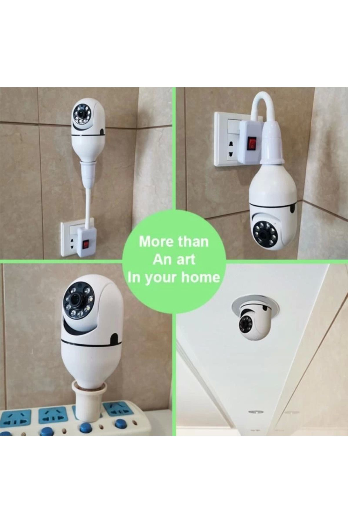 Yusuftex Wifi 360 Panoramik Ampul Kamera Gece Görüş Sesli Akilli Hareket A