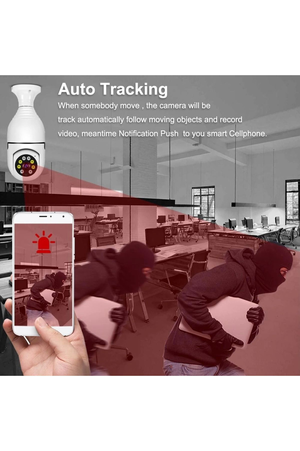Yusuftex Wifi 360 Panoramik Ampul Kamera Gece Görüş Sesli Akilli Hareket A