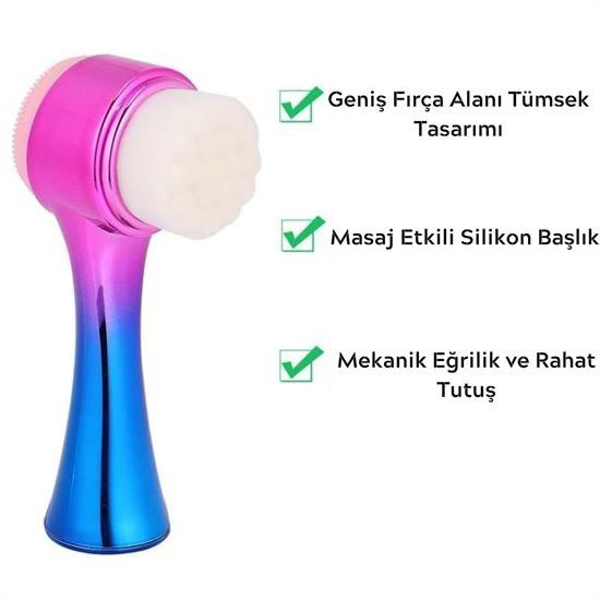 Woody Sofia  Çift İşlevli Renkli Cilt Yüz Temizleme Firçasi Peelin