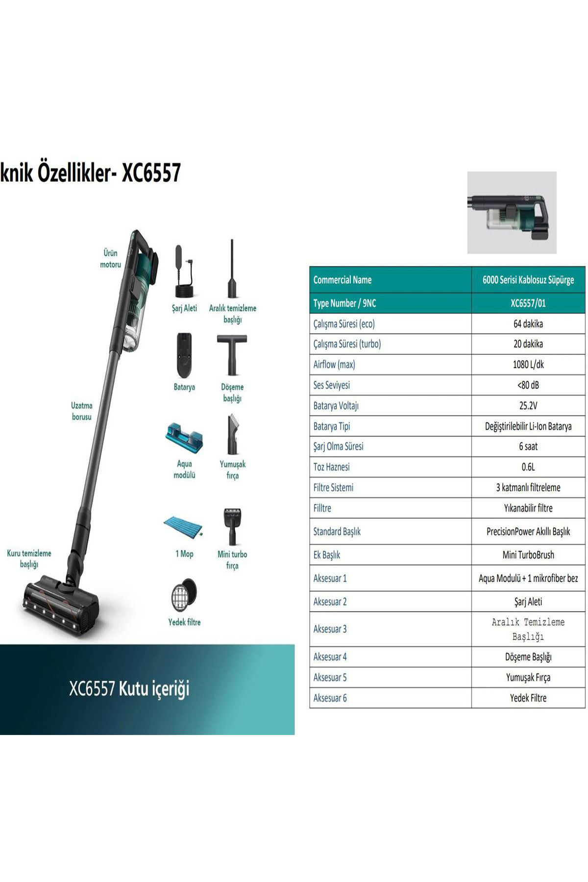 Philips Xc6557/01 Şarjli Kablosuz Dikey Süpürge