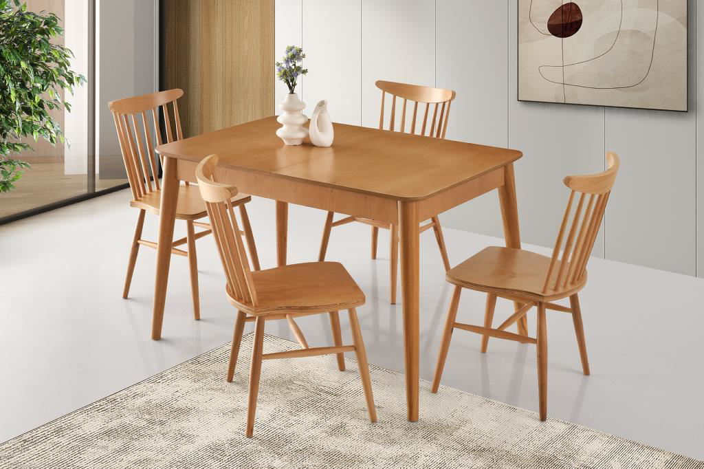 Sivas Gözde Mobilya Yakut Kirlangiç Ağaç Açilir Yemek Masa Sandalye Takimi 80X120