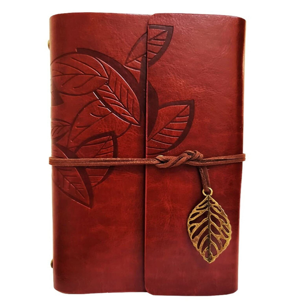 Evimdeyokyok Yaprak Desenli Kahverengi Deri Defter Tdrtr