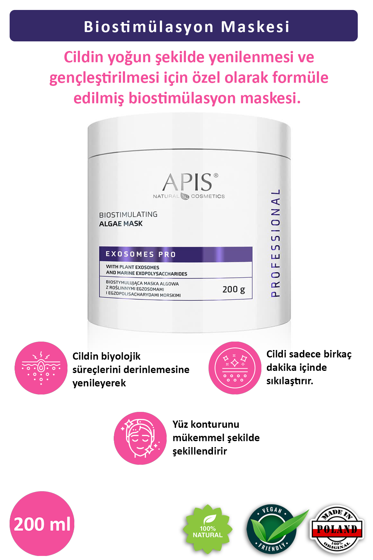 Apis Natural Cosmetics Yaşlanma Karşiti Exosomes Pro Bitkisel Alg Maskesi 200G