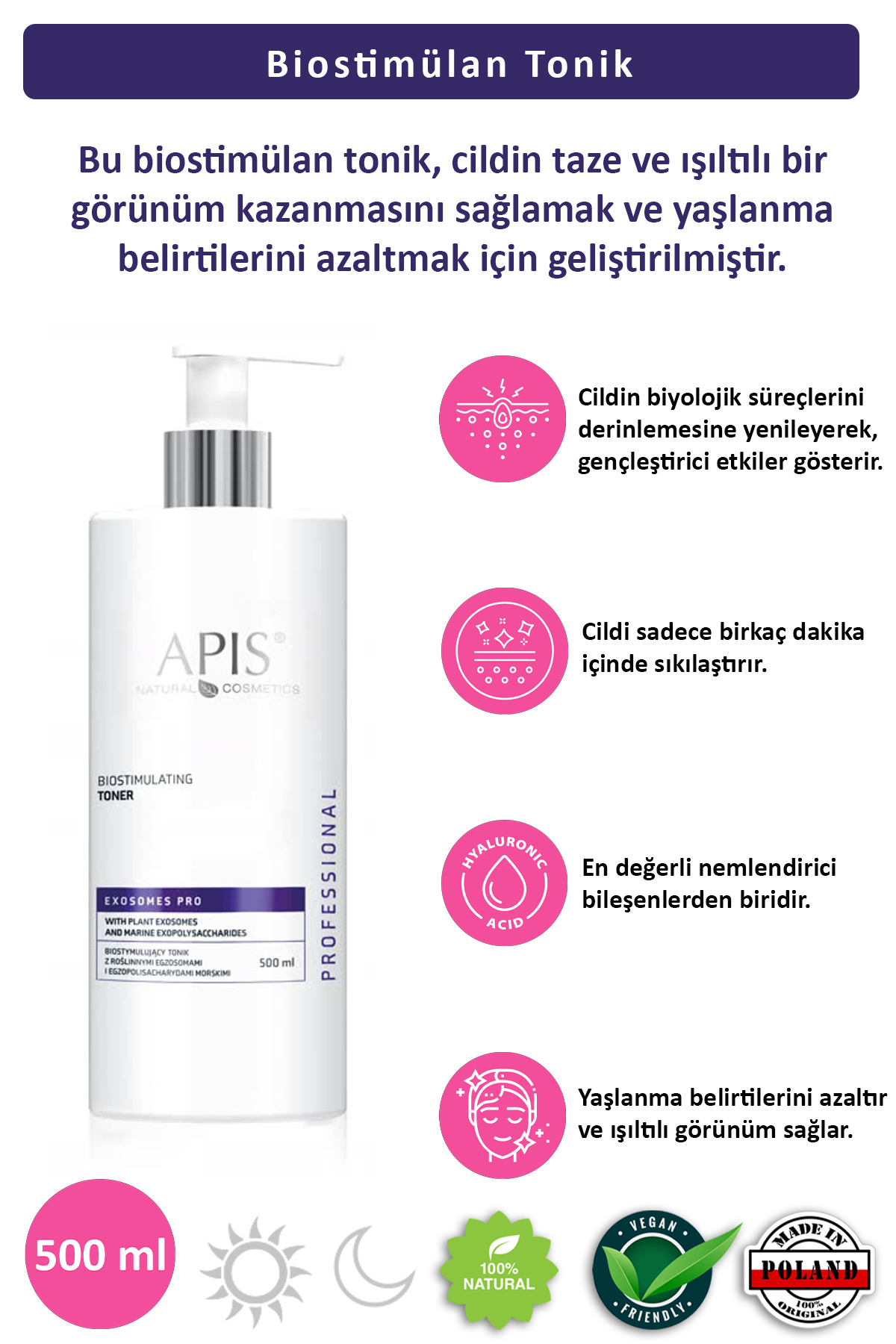 Apis Natural Cosmetics Yaşlanma Karşiti Exosomes Pro Bitkisel Tonik 500Ml