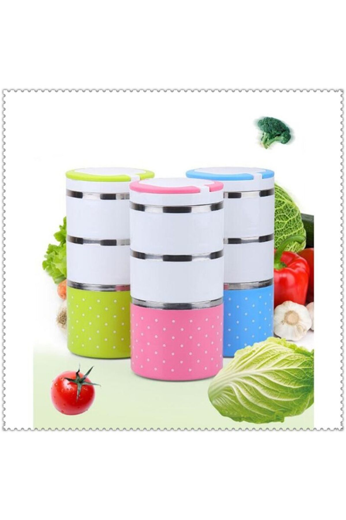 Melfshop Yemek Termosu 3Lü Tutacakli Sefer Tasi - Hiper 3 Katli Yemek Term