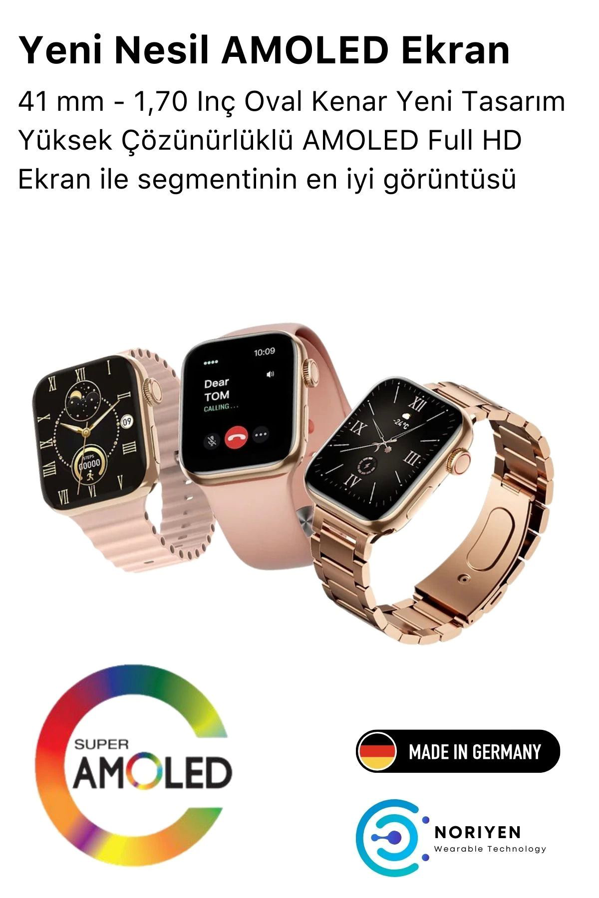 Yusuftex Yeni Nesil 3 Kordonlu Kadin Akilli Saat Spor Ve Sağlik Sensörlü W