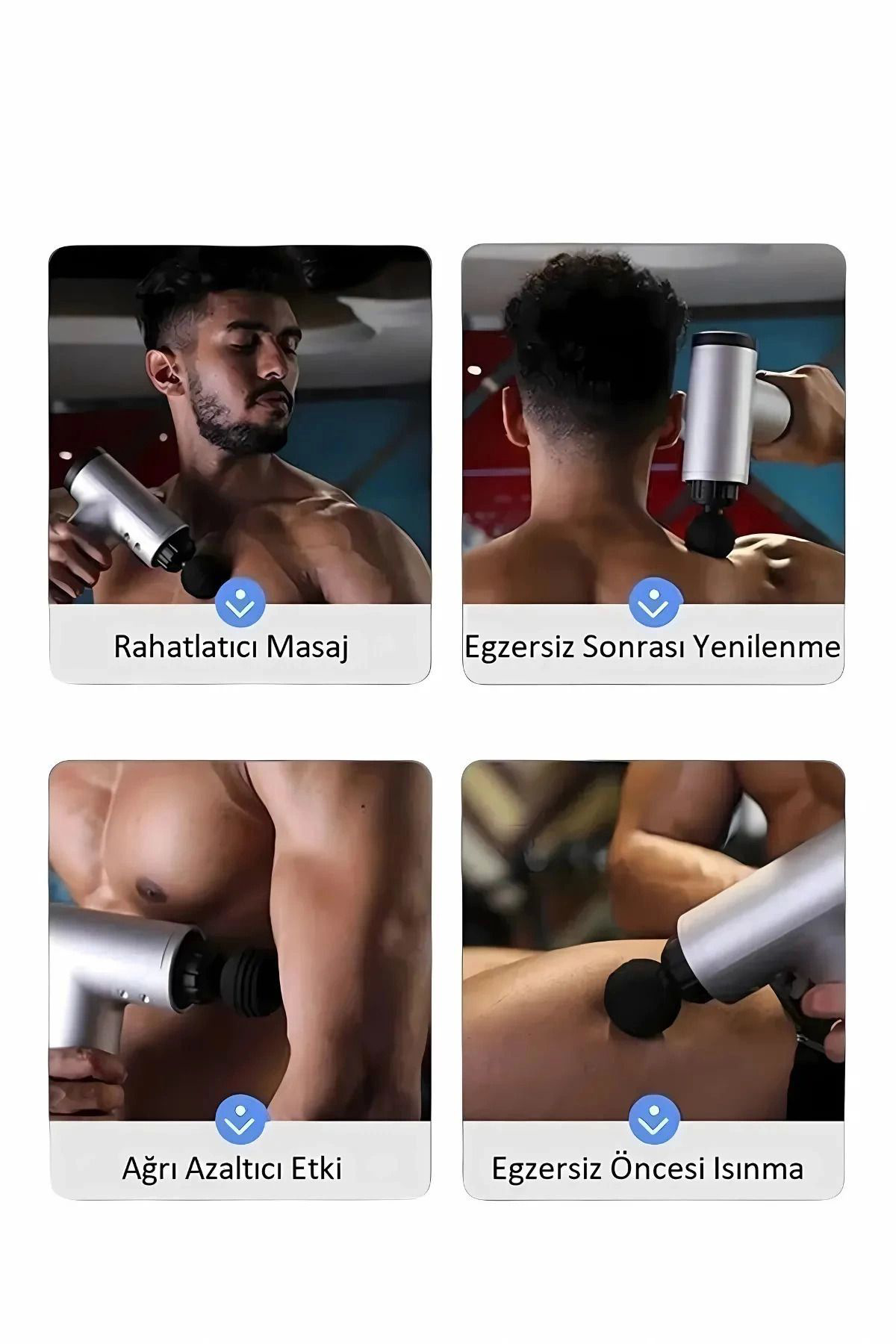 Yusuftex Yeni Nesil Masaj Tabancasi 4 Başlikli Sporcu Şarjli Kablosuz Omuz