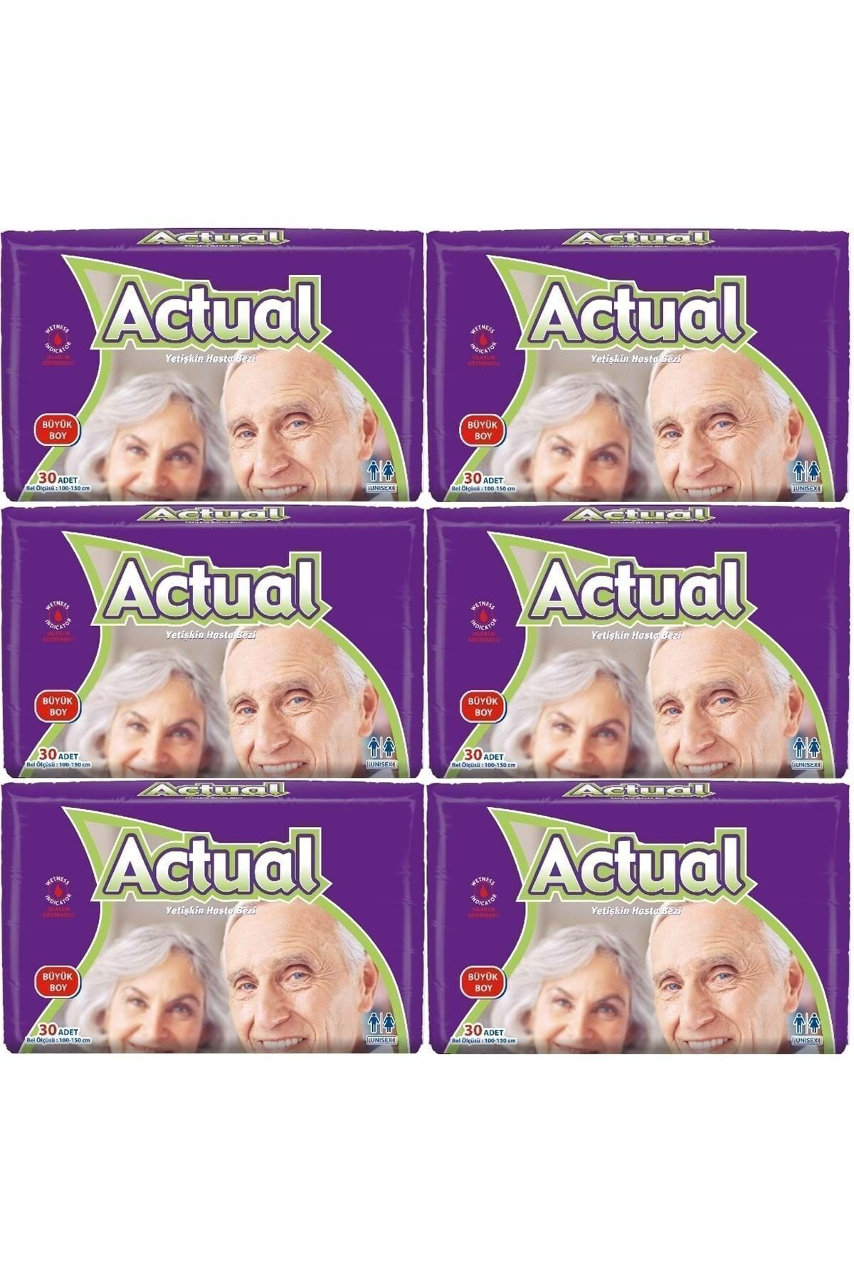 Actual Yetişkin Hasta Bezi Bel Bantli L-Büyük 180 Adet (6Pk*30)