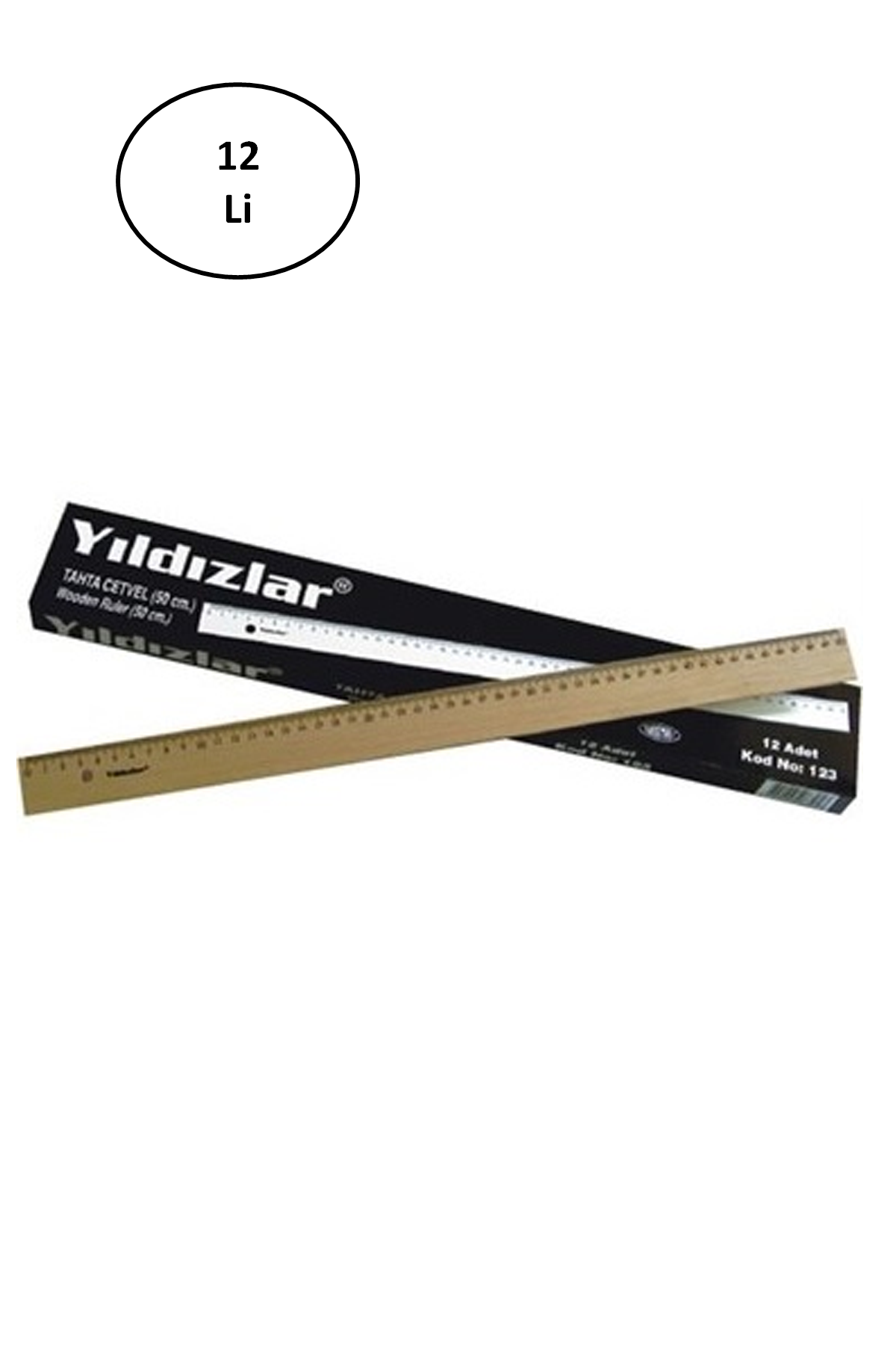 Just Cheap Store Yildizlar 50 Cm Tahta Cetvel 24'Lü