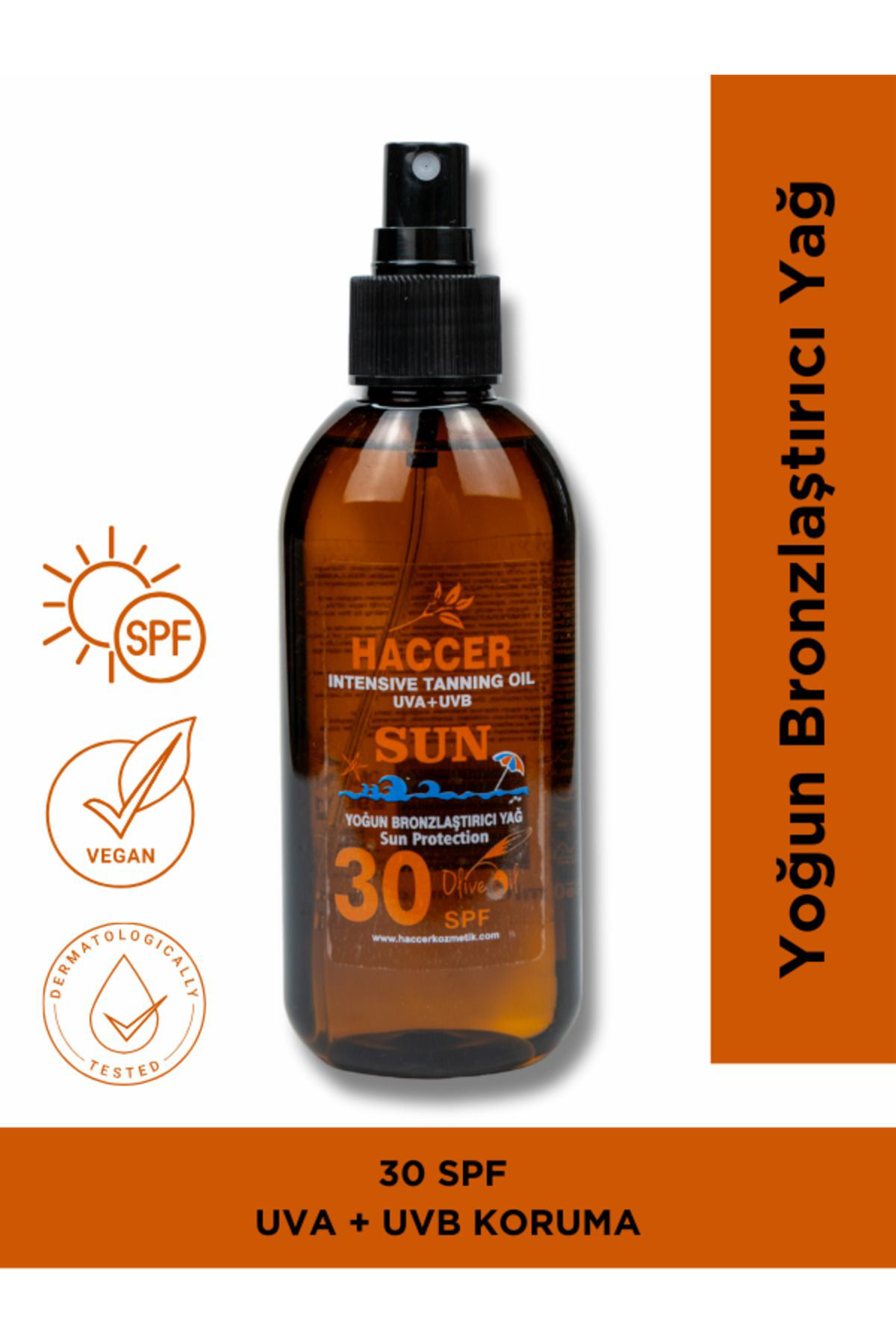Haccer Yoğun Bronzlaştirici Yağ 30 Spf 150 Ml