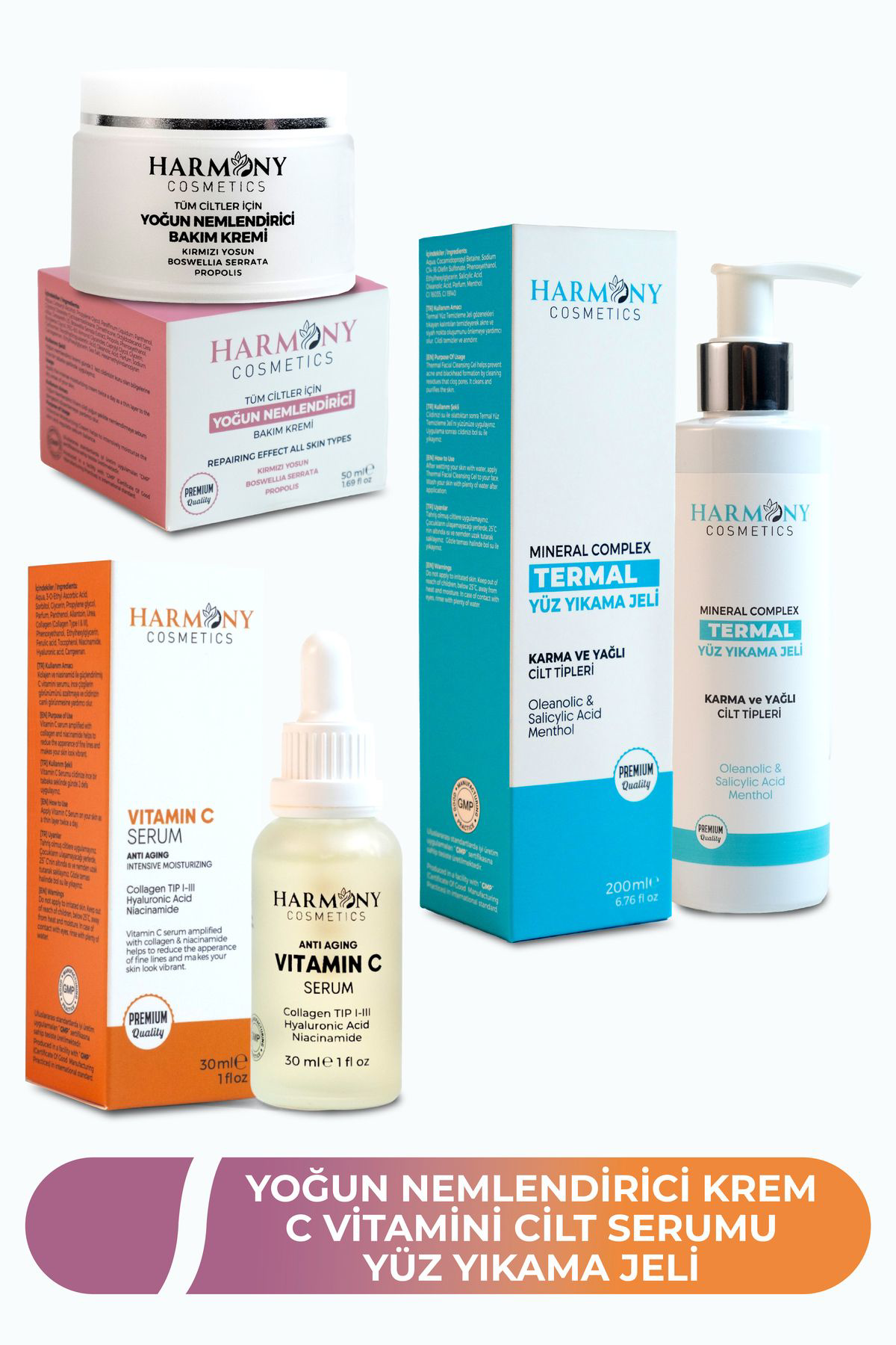 Harmony Cosmetics Türkiye Yoğun Nemlendirici Krem C Vitamin Cilt Serumu Termal Yüz Yikama J