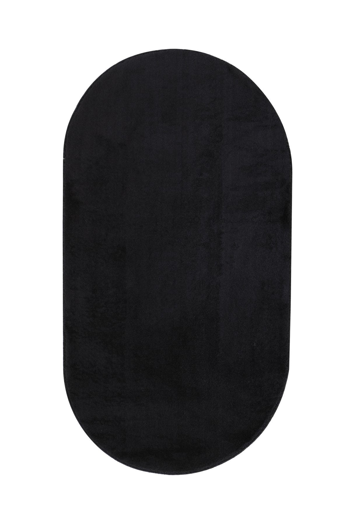 Dijidekor Yok Puf Siyah Oval Post Hali Peluş Yumuşacik Kaymaz