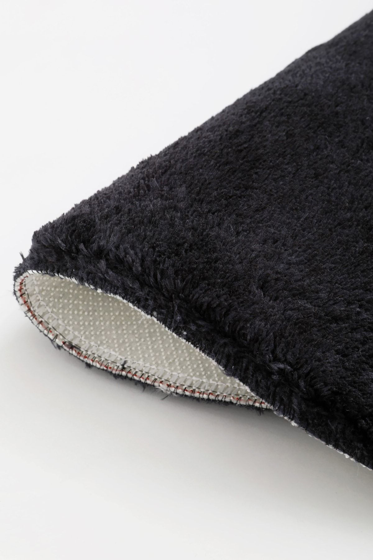 Dijidekor Yok Puf Siyah Oval Post Hali Peluş Yumuşacik Kaymaz