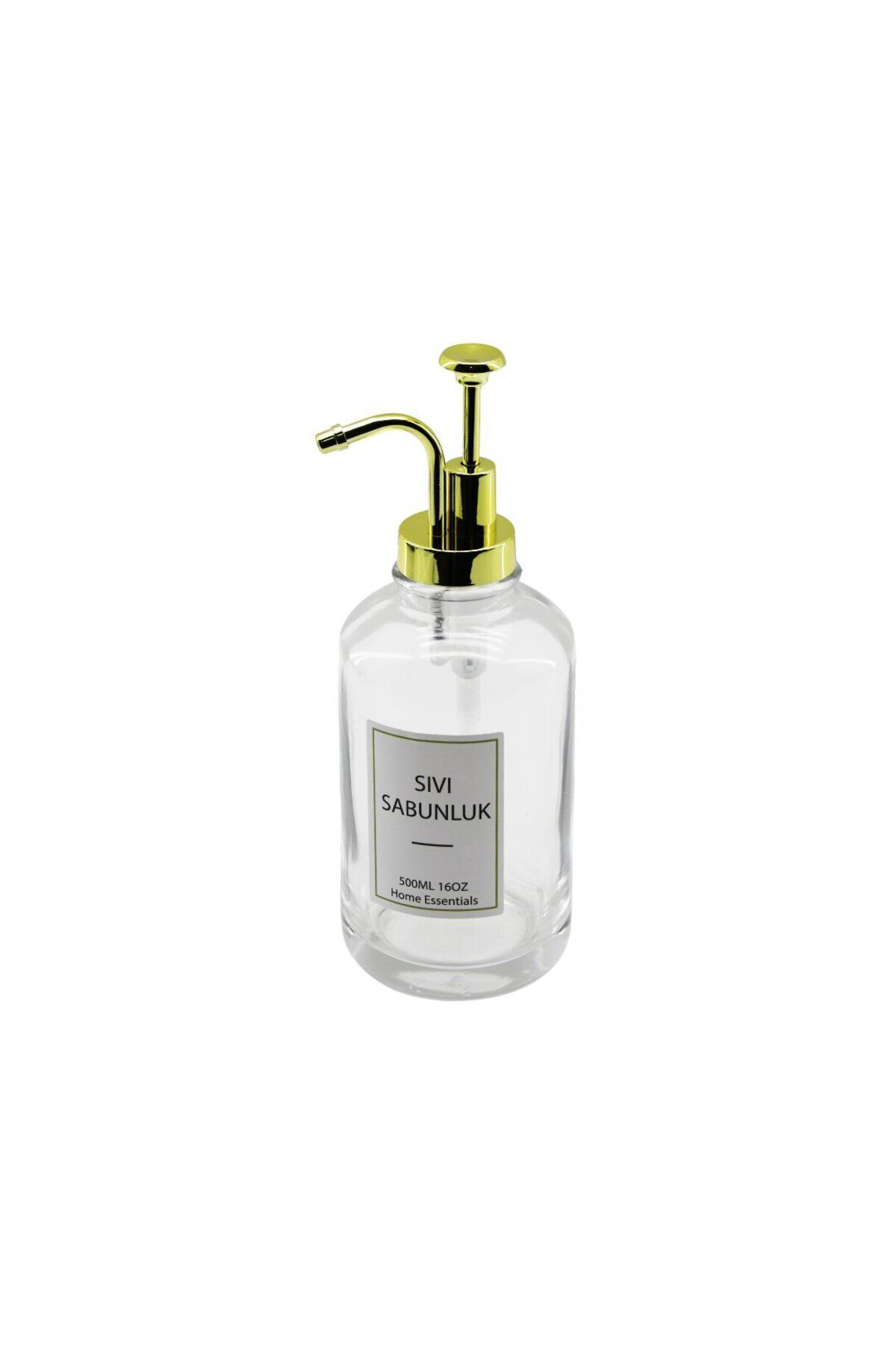 Ok Aksesuar Yuvarlak Cam Şişe - Şeffafsivi Sabunluk 500Ml Pompa - Musluk Ayri