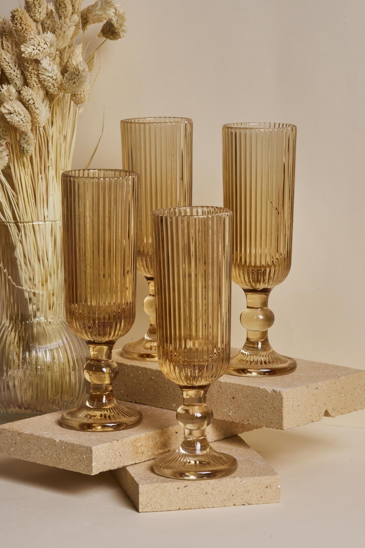 Teknotrust 0 - 199 Cc İmola Amber 4’Lü Uzun Kadeh Takımı 160 Ml 4 Parça Cam