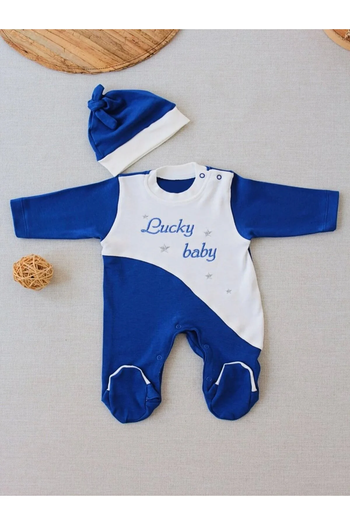 0-3 3-6 Ay Lucky Baby Nakışlı Es Çizgi Boy Şapkalı Erkek Bebek Tu