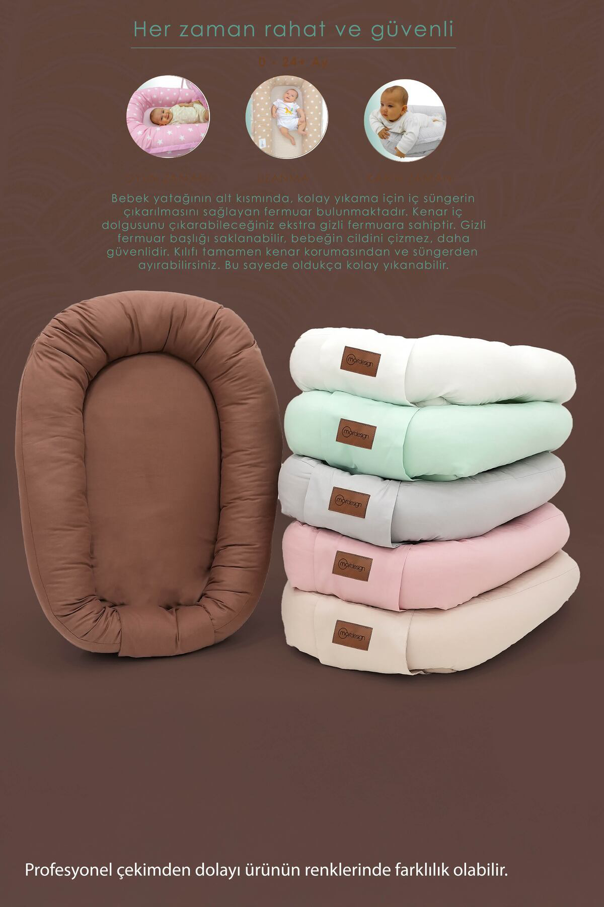 Mordesign 0-3 Ay Babynest Ortopedik Bebek Yataği, Anne Yani Bebek Yataği,Er