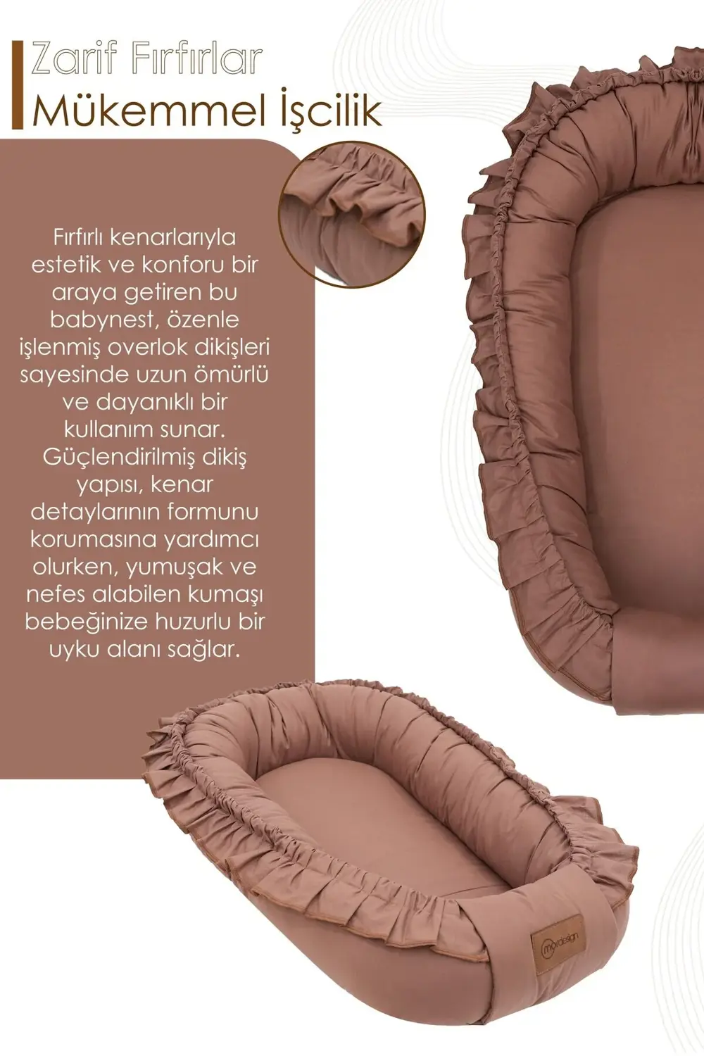 0-3 Ay Fırfırlı Bebek Yatağı, %100 Pamuk Babynest, Anne Yanı Bebe