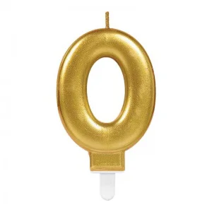 0 Rakam Mum Gold Renk – Doğum Günü Pasta Mumu & Şık Dekoratif Mum