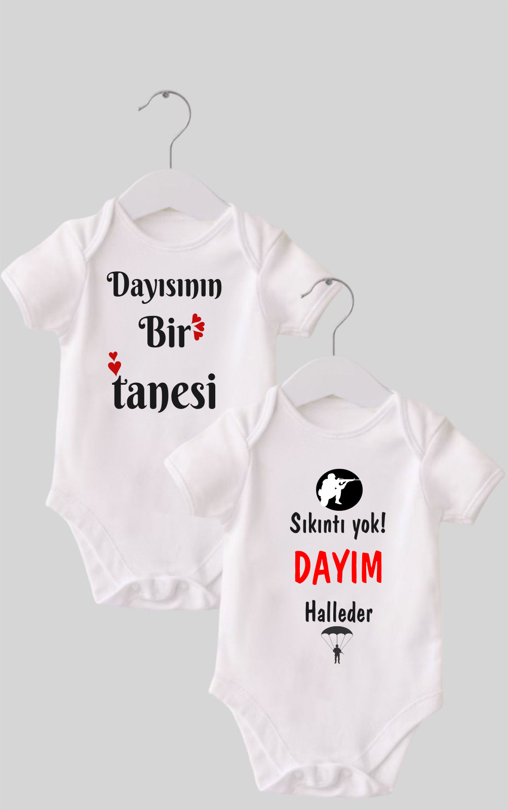 01 Dayı Set 2 'li Organik %100 Pamuk  Baskılı Bebek Body Zıbın ZB