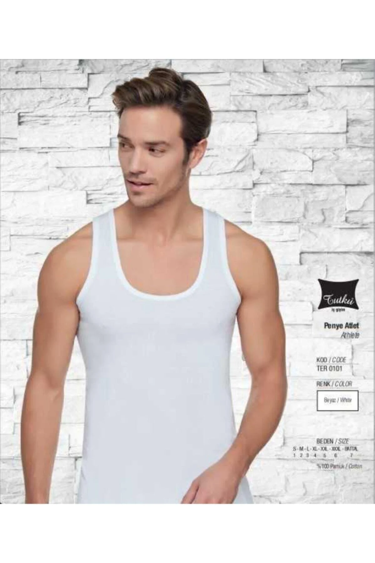 0101-8 Erkek Beyaz 6'lı Atlet