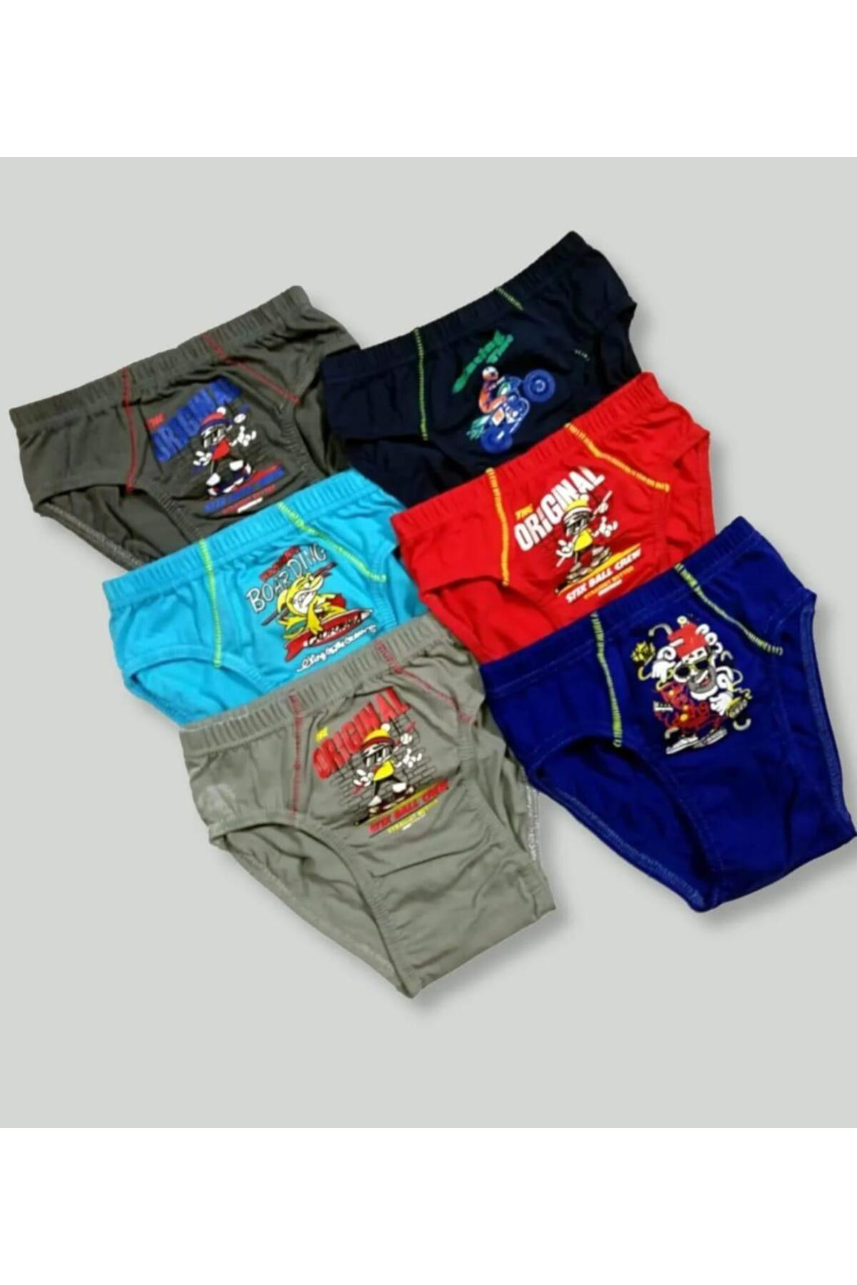 0138 ERKEK ÇOCUK KARIŞIK RENKLİ SLİP KÜLOT 6 ADET