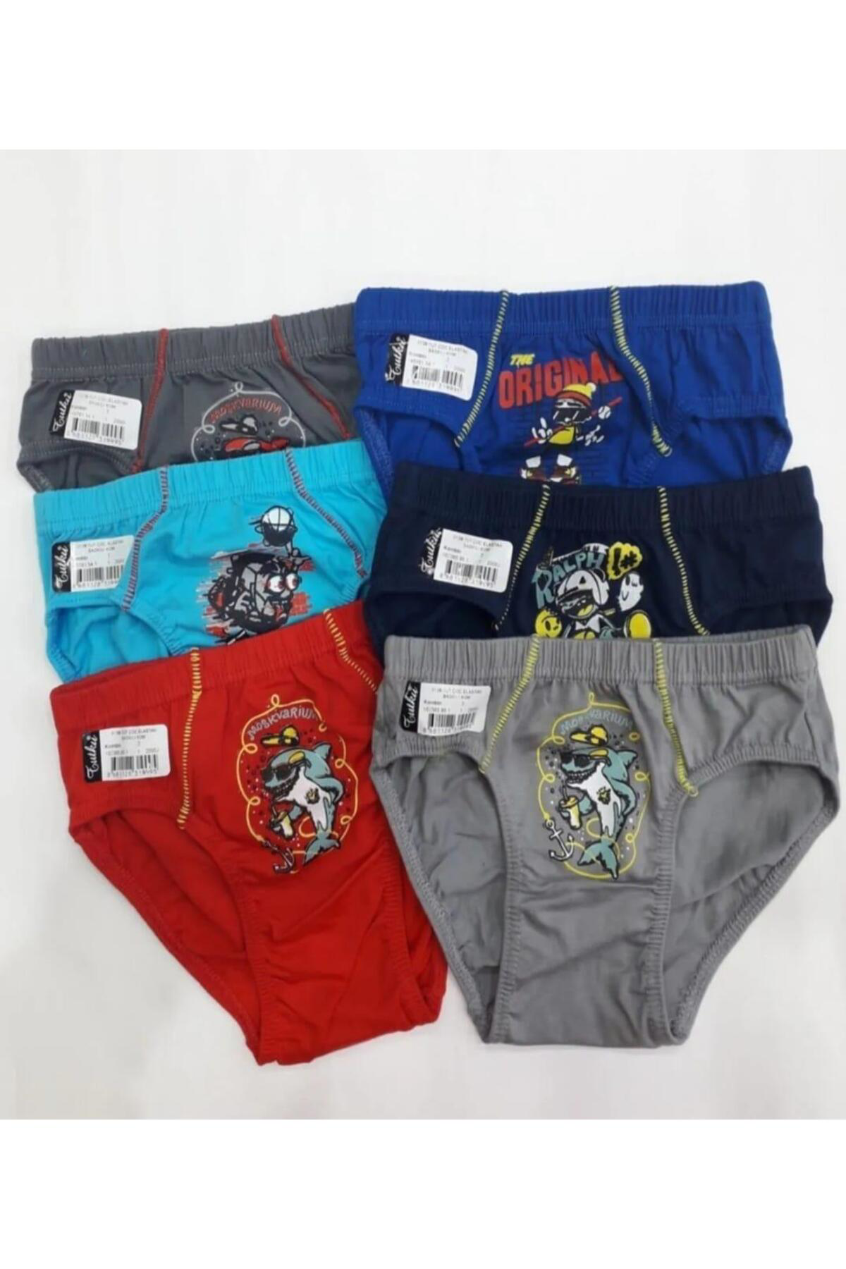 0138 ERKEK ÇOCUK KARIŞIK RENKLİ SLİP KÜLOT 6 ADET