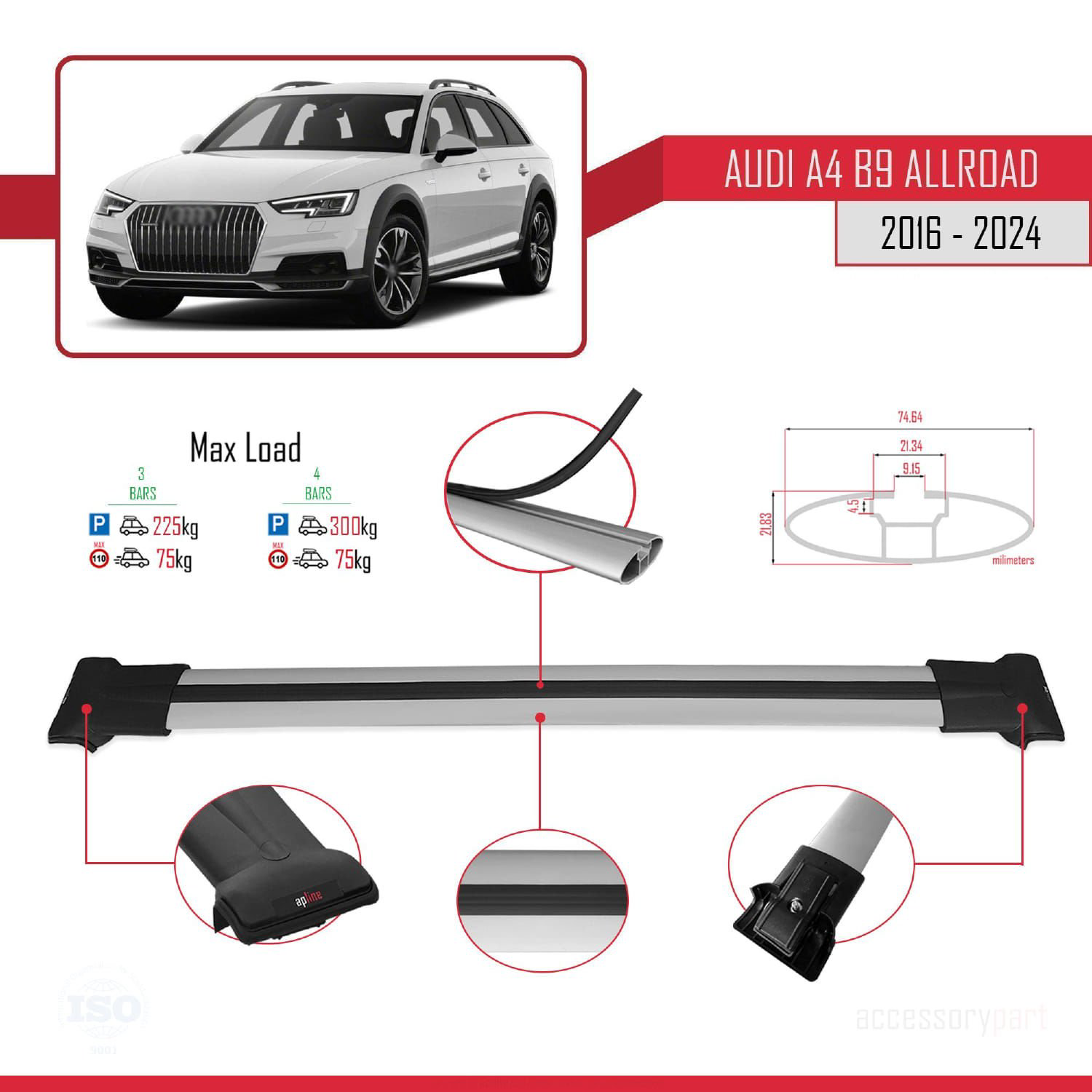 016 ve Sonrası ile Uyumlu FLY Model Ara Atkı Tavan Barı GRİ 3 ADE