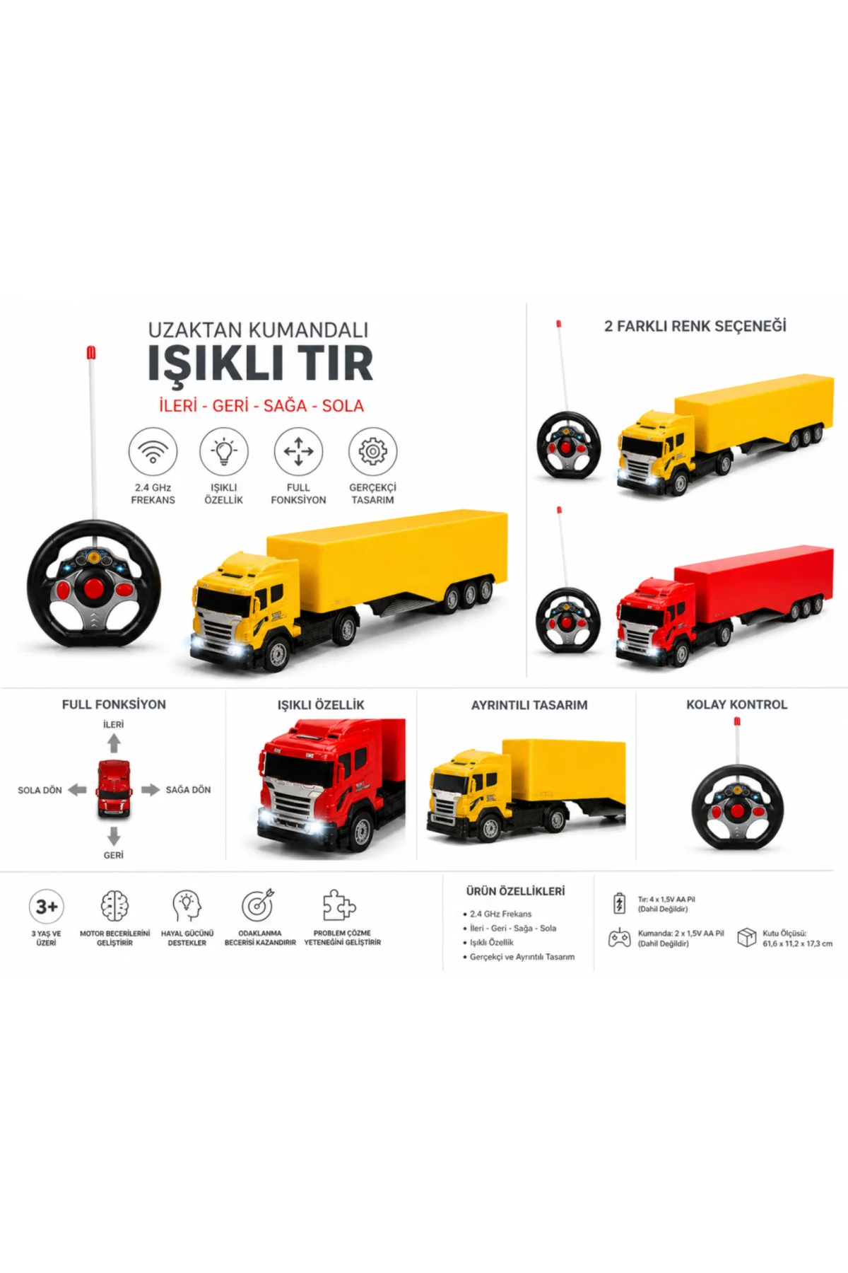 01992 1:32 Uzaktan Kumandalı Işıklı Tır 50 cm -