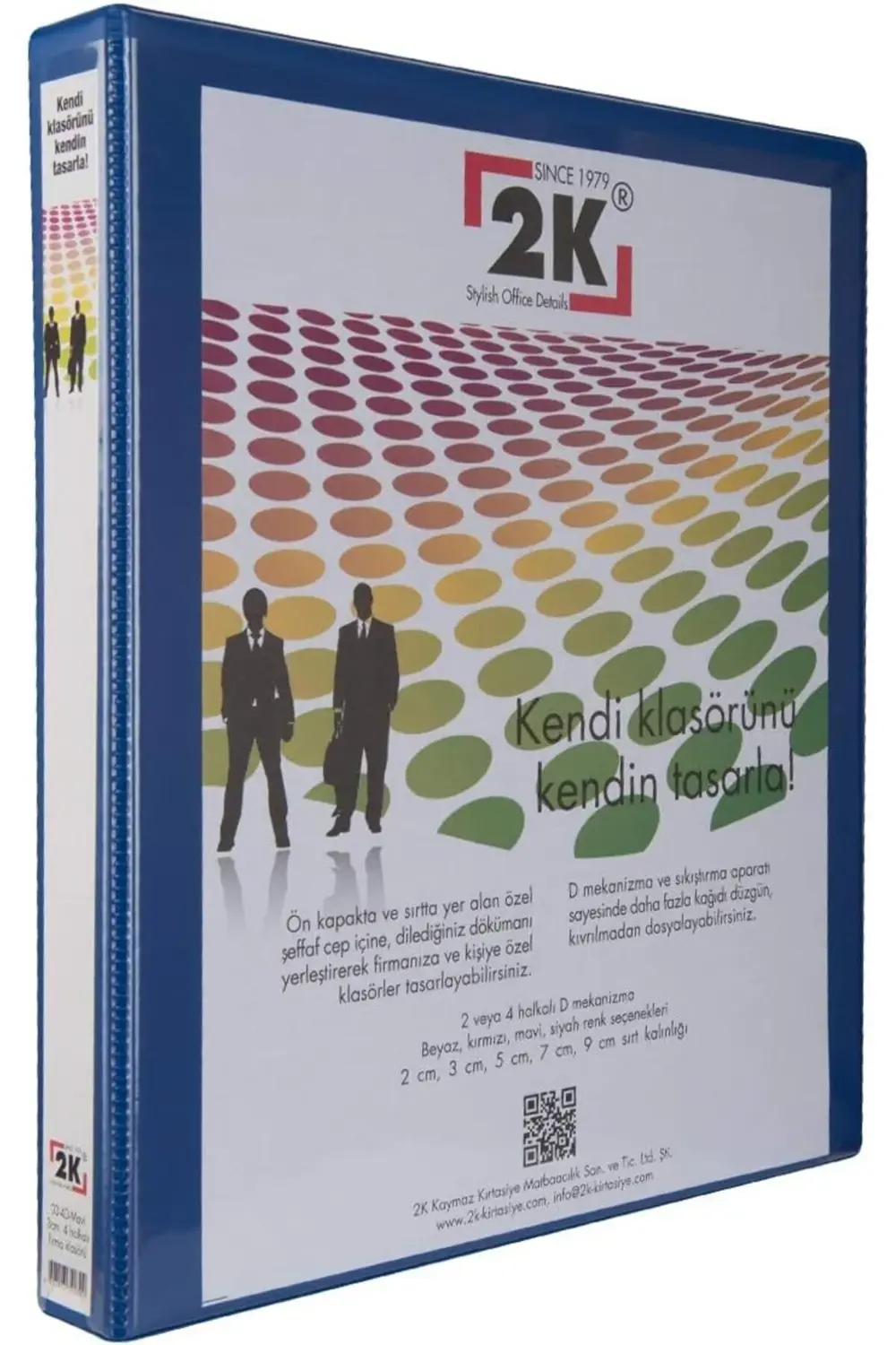 03-2D-M 2 Halka D Mekanizmalı Klasör Kutu İçi, Mavi, 3 Cm, 16 Ade