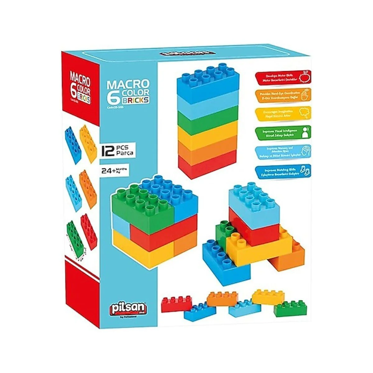 03 555 MAKRO 6 RENKLİ TUĞLA BLOKLAR Fiyatı, Yorumları ve Özellikleri